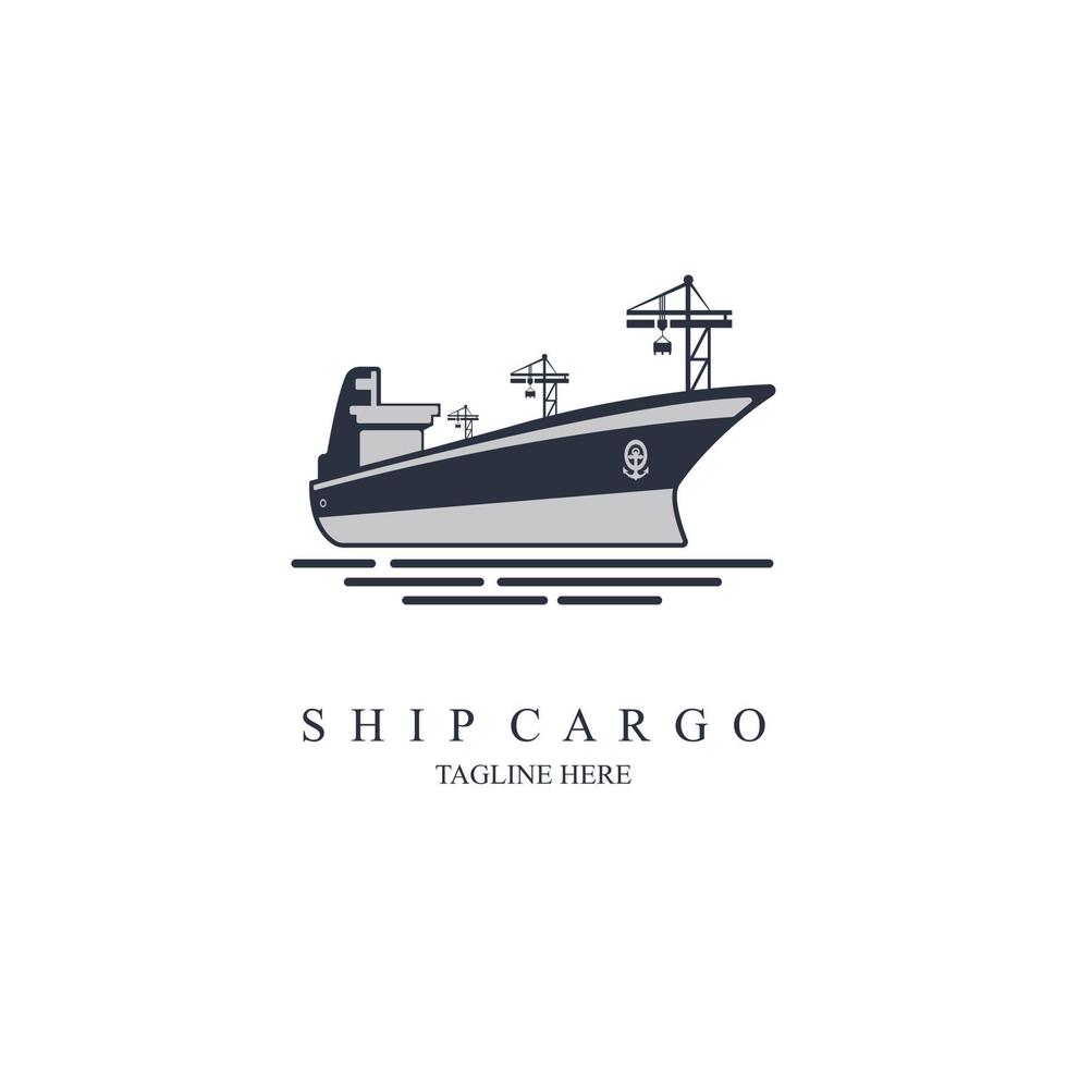 enviar vetor de design de modelo de logotipo de contêiner de navio de carga para marca ou empresa e outros