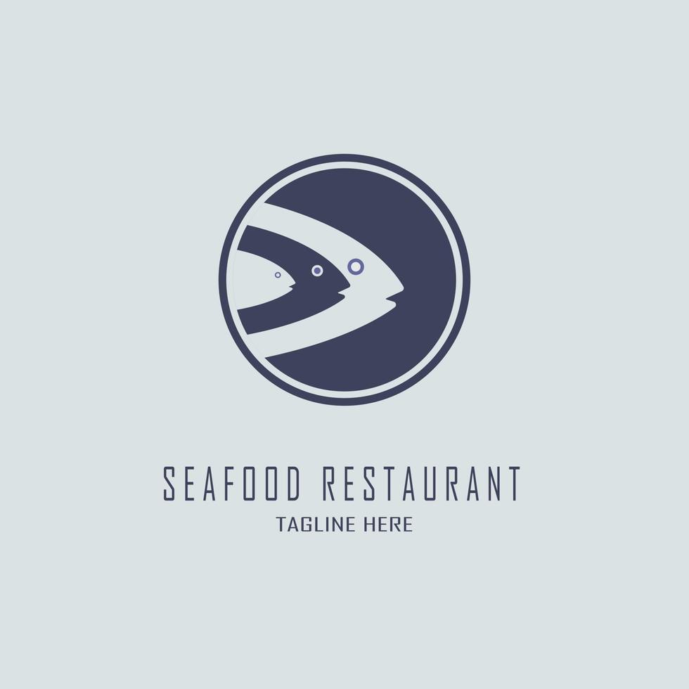 design de modelo de logotipo de restaurante de frutos do mar cabeça de peixe para marca ou empresa e outros vetor