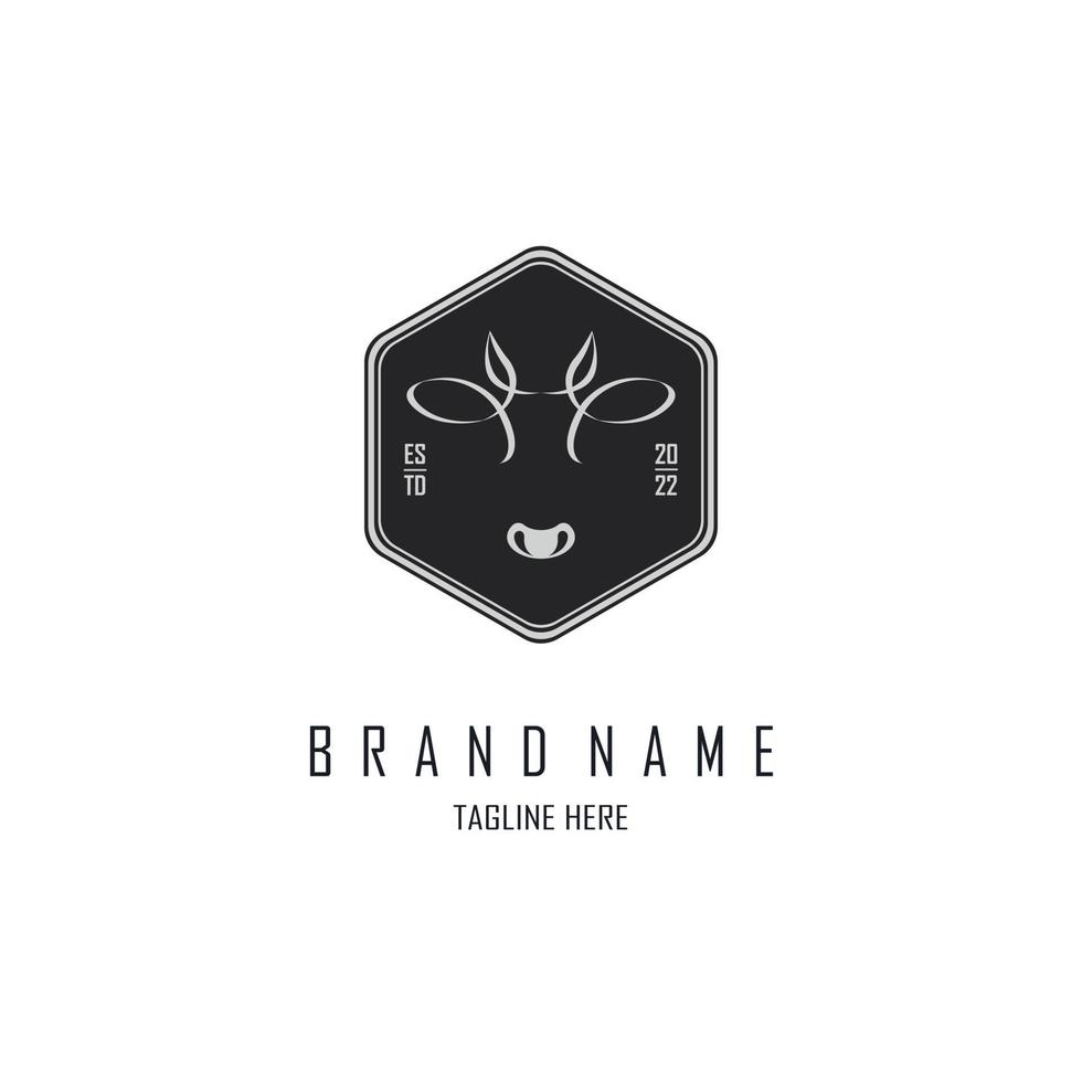 design de modelo de logotipo de cabeça de vaca para marca ou empresa e outros vetor
