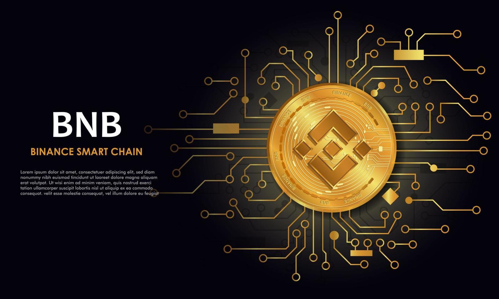 Binance samart chain bnb.technology fundo com conceito de moeda circuit.bnblogo.crypto. vetor