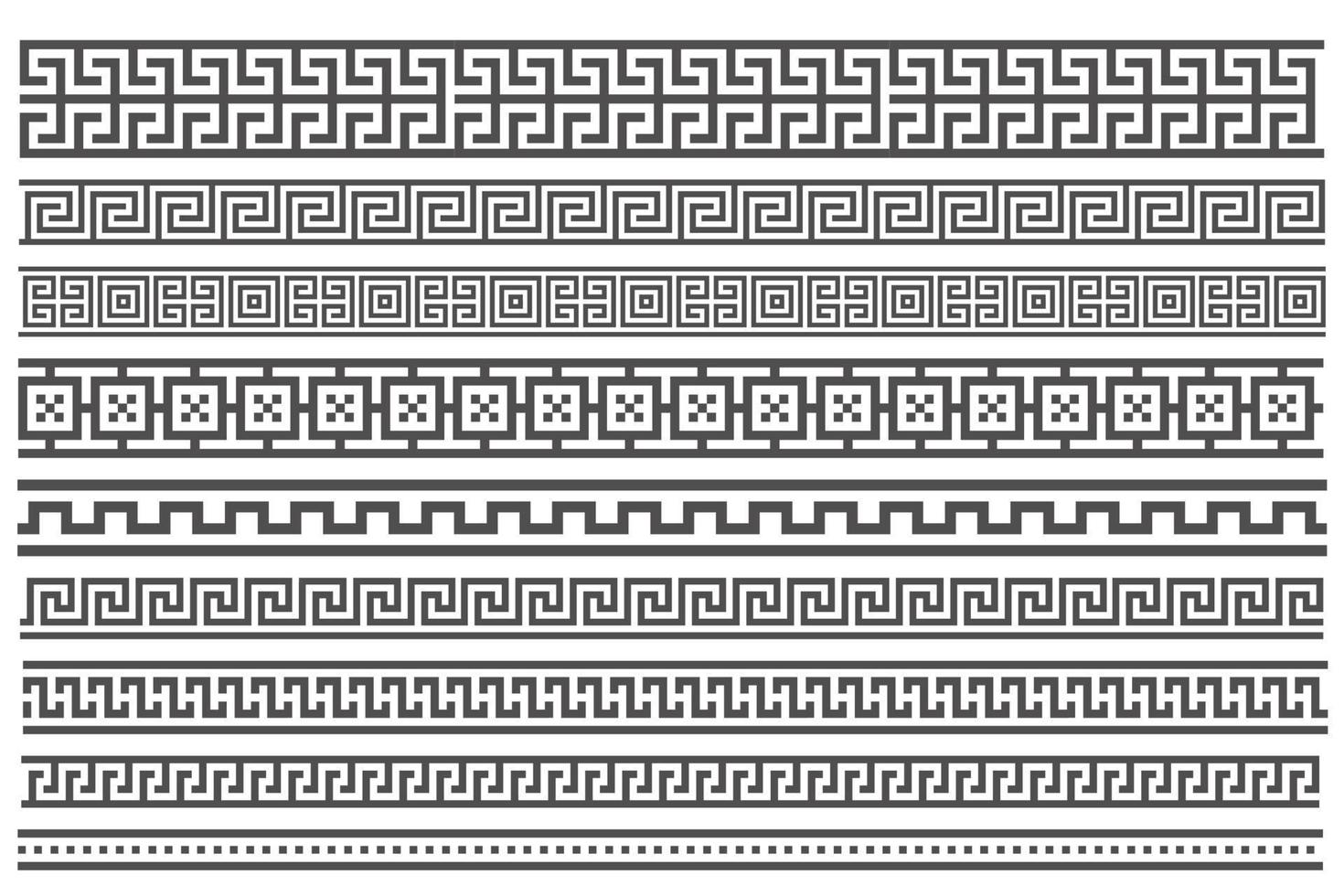 quadros sem costura de estilo grego. conjunto de borda geométrica. padrão de ornamento de vetor. elementos de decoração mediterrânea vetor
