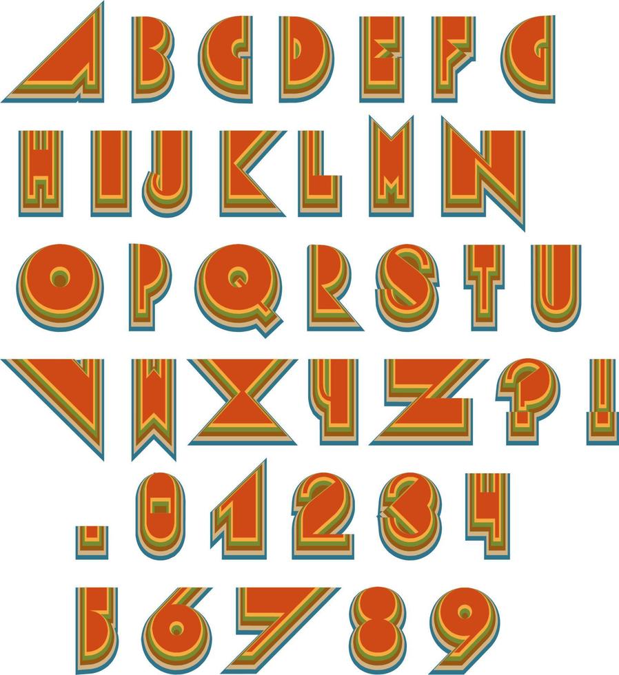 letra alfabeto texto efeito cores retrô estilo vetor