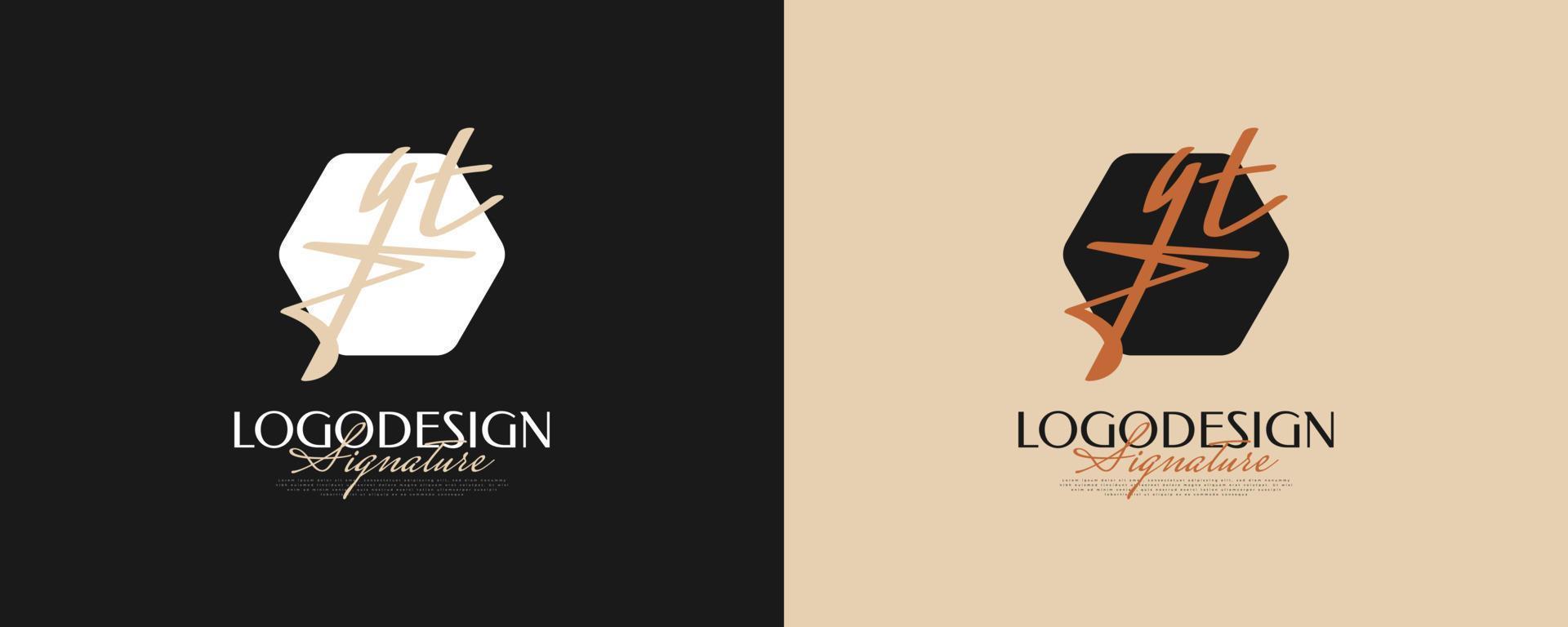 design inicial do logotipo g e t em estilo de caligrafia elegante e minimalista. logotipo ou símbolo de assinatura gt para casamento, moda, joias, boutique e identidade comercial vetor