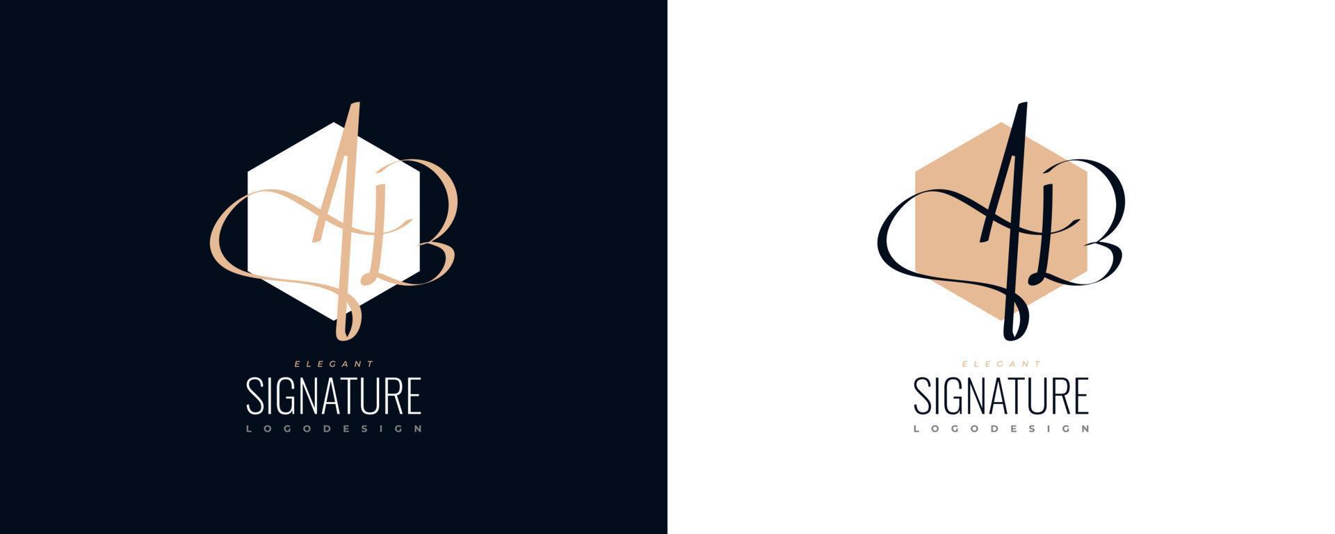 design de logotipo inicial a e b em estilo de caligrafia elegante e minimalista. logotipo ou símbolo de assinatura ab para casamento, moda, joias, boutique e identidade comercial vetor