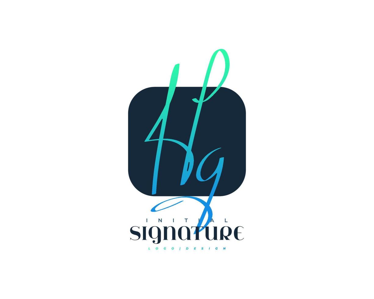 design de logotipo inicial h e g com estilo minimalista azul e verde. logotipo ou símbolo de assinatura hg para casamento, moda, joias, boutique e identidade comercial vetor