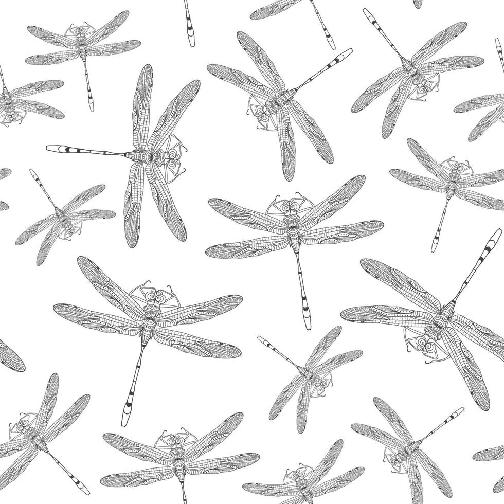 padrão de vetor padrão libélula preta