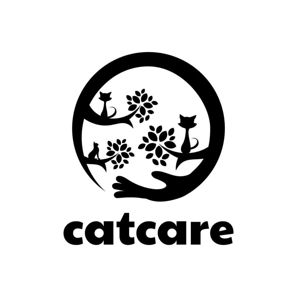 modelo de design de logotipo de cuidados com gatos vetor