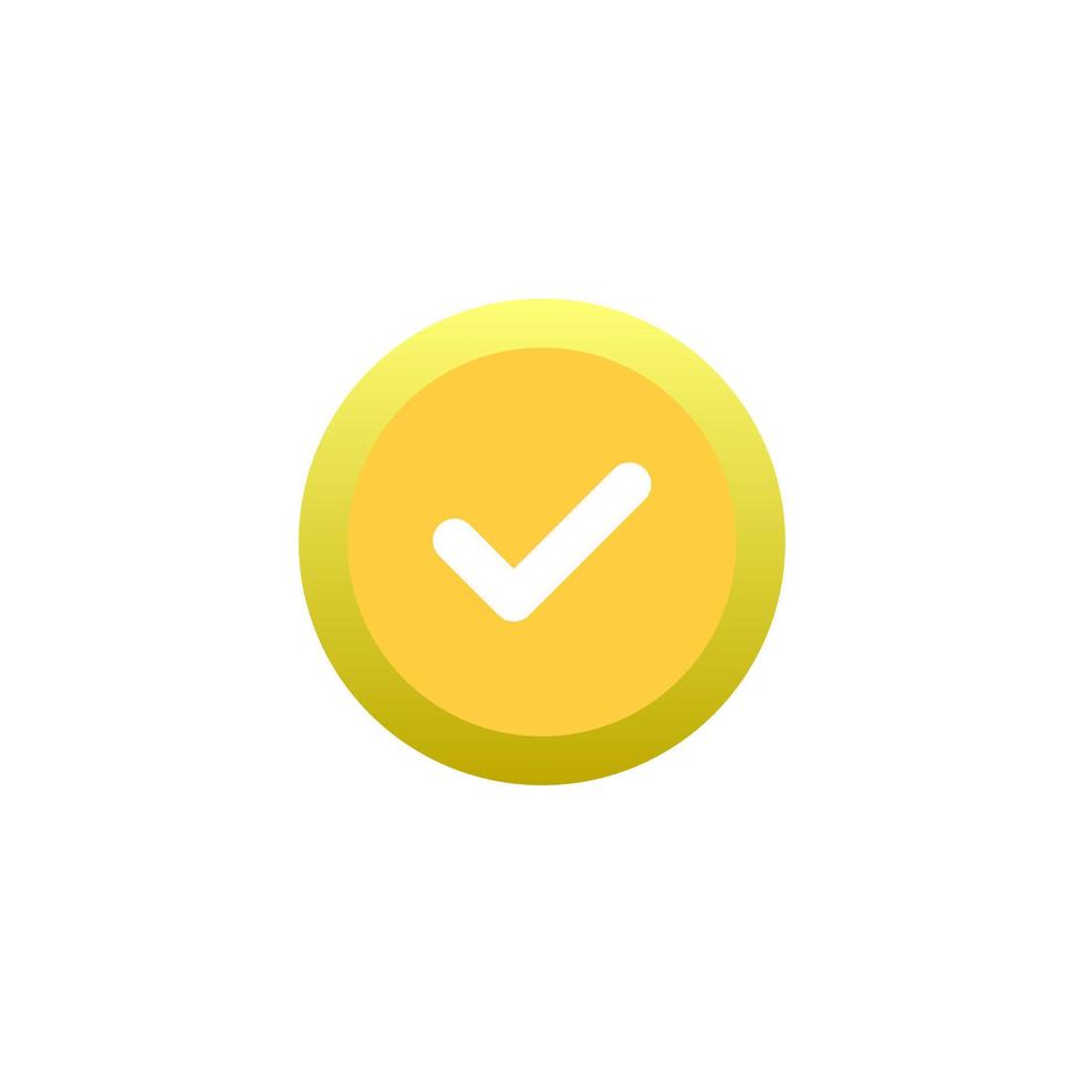 ícone de marca de seleção no botão dourado. ilustração vetorial vetor