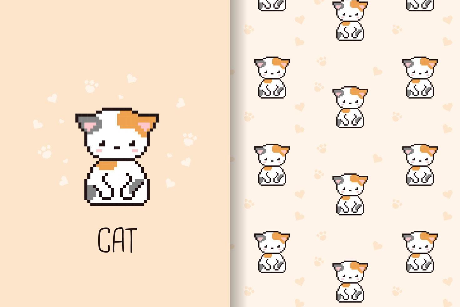 estilo de arte de pixel de padrão de gato vetor