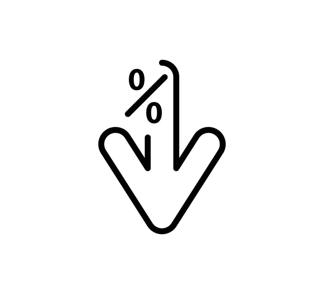 estilo simples de vetor de ícone de porcentagem de seta