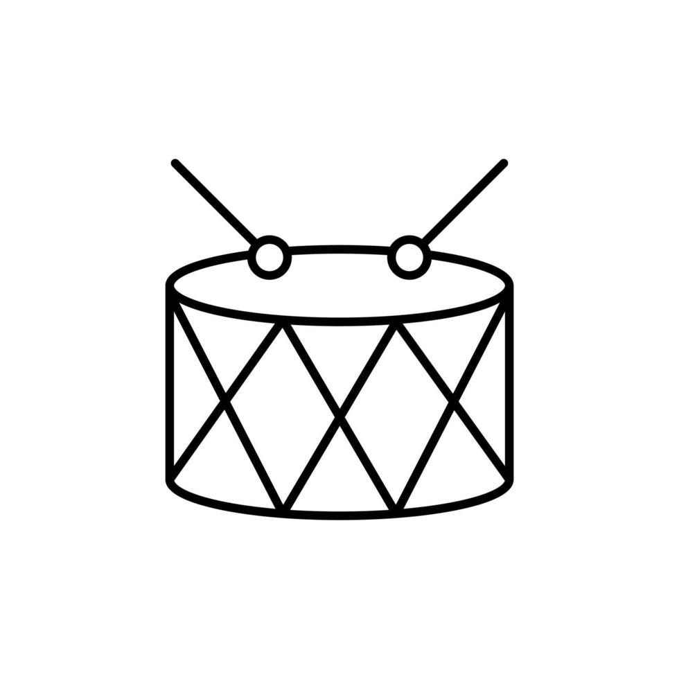 ícone de vetor de linha de tambor em fundo branco