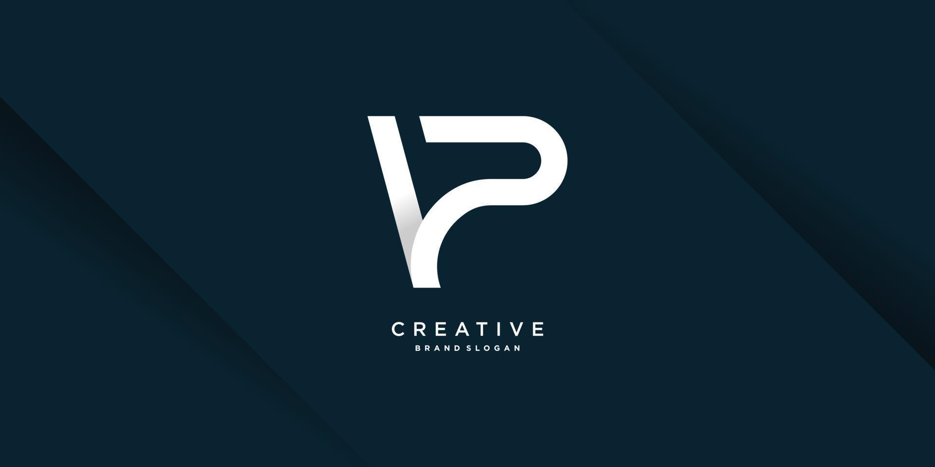 logotipo de carta criativa com p inicial, parte de vetor premium 7