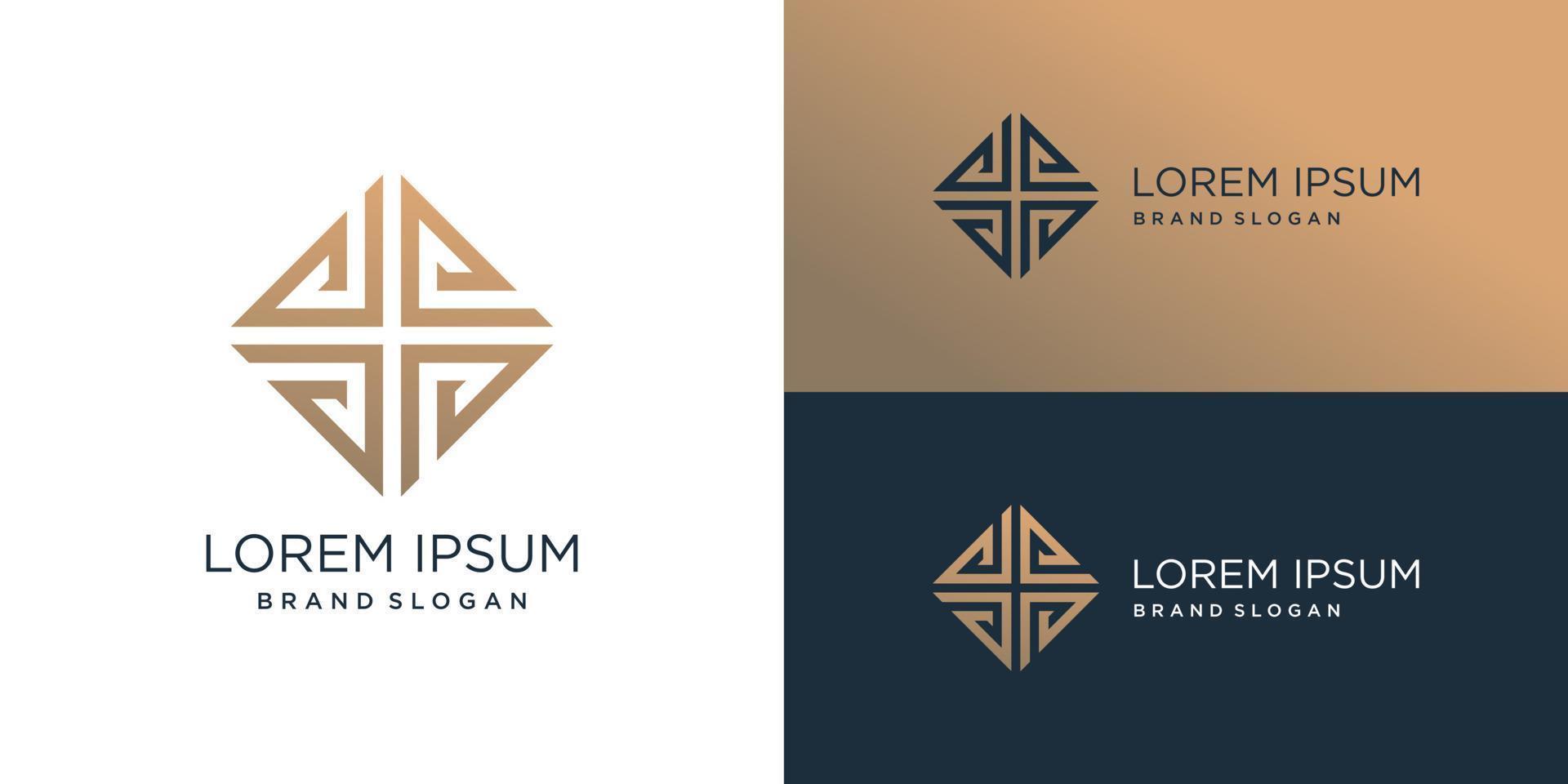 modelo de logotipo abstrato com vetor premium de estilo de arte de linha criativa