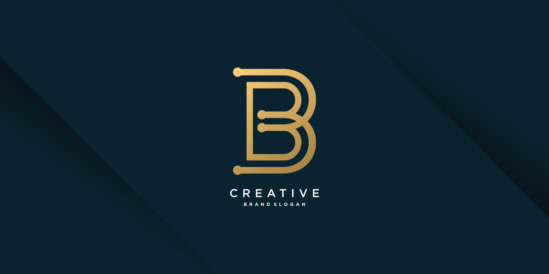 logotipo criativo dourado com inicial b, único, letra b, parte de vetor premium 3