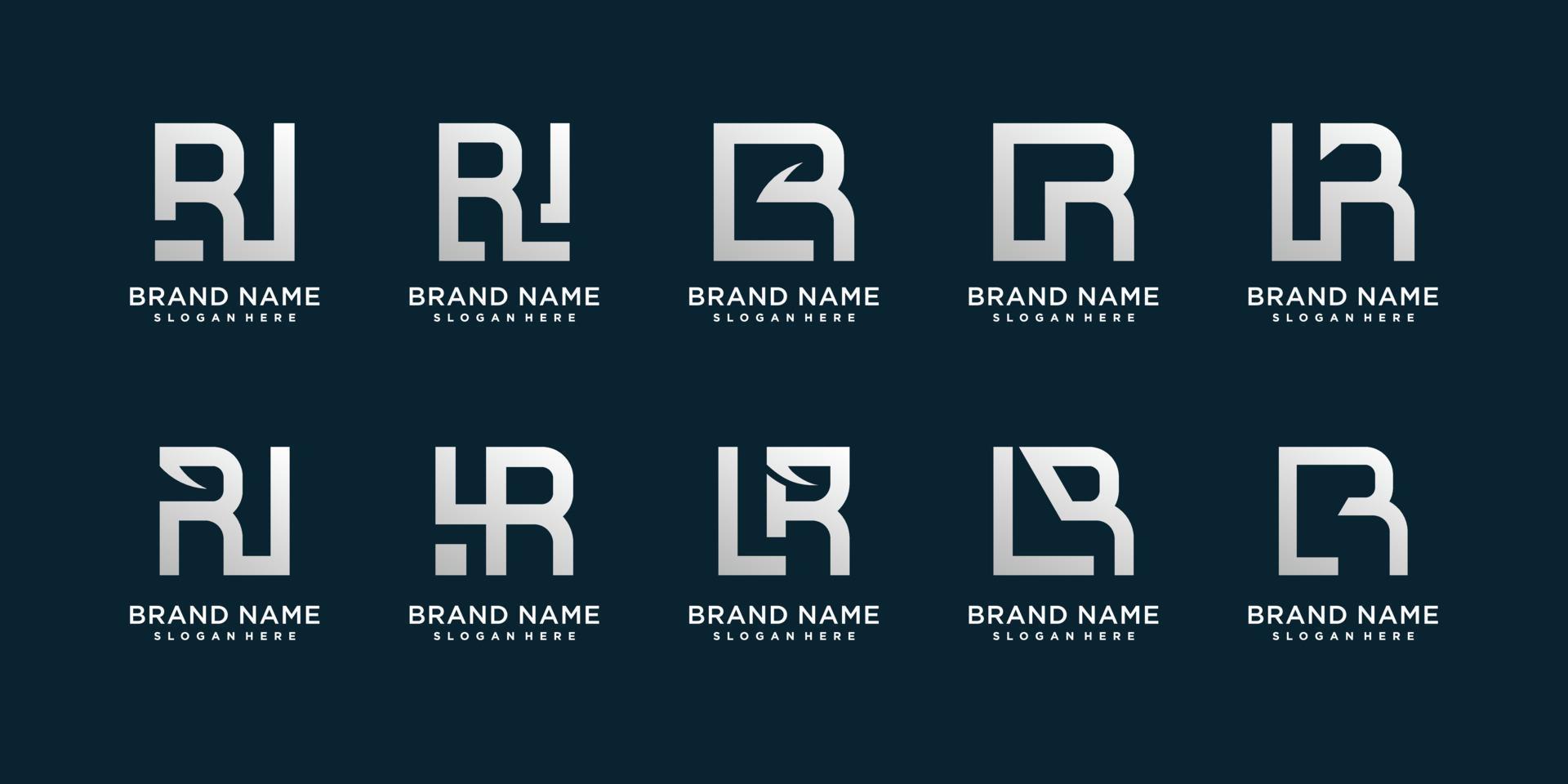 conjunto de coleção de logotipo da letra r com vetor premium de conceito criativo