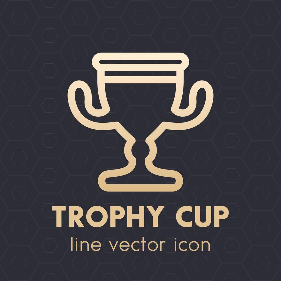 ícone de taça de troféu, pictograma linear de cálice de ouro vetor