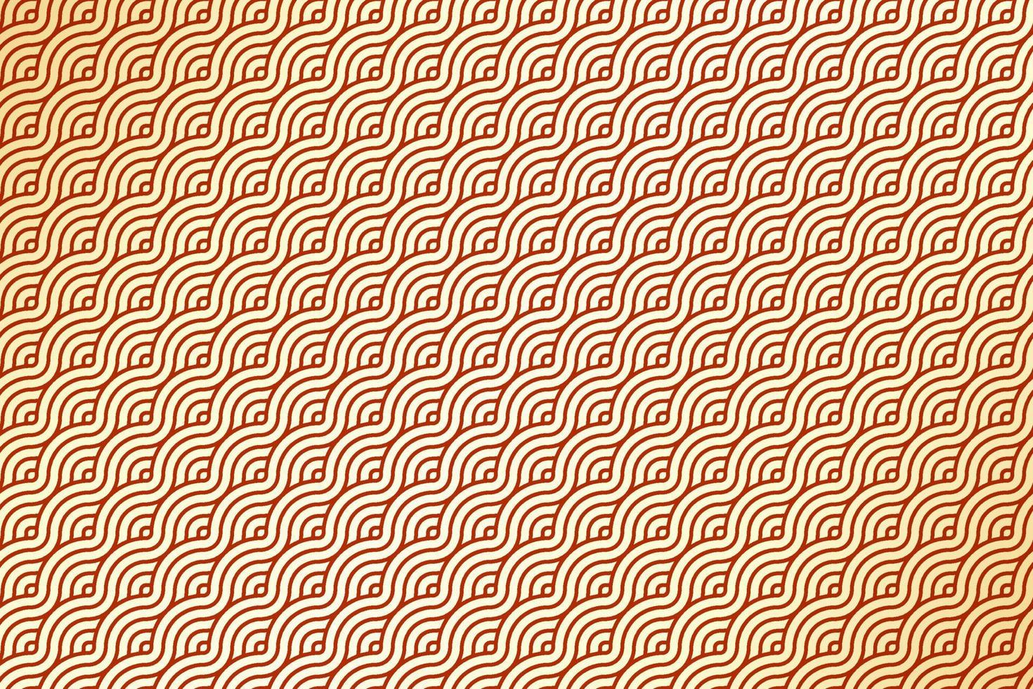 estilo de onda geométrica japonesa ou chinesa diagonal. padrão de forma de linha ondulada círculo sobreposto abstrato com fundo de cor gradiente vermelho e dourado de luxo. vetor