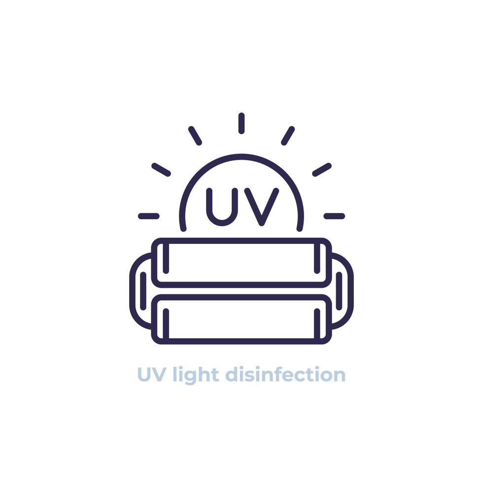 ícone de linha de desinfecção de luz uv em branco vetor