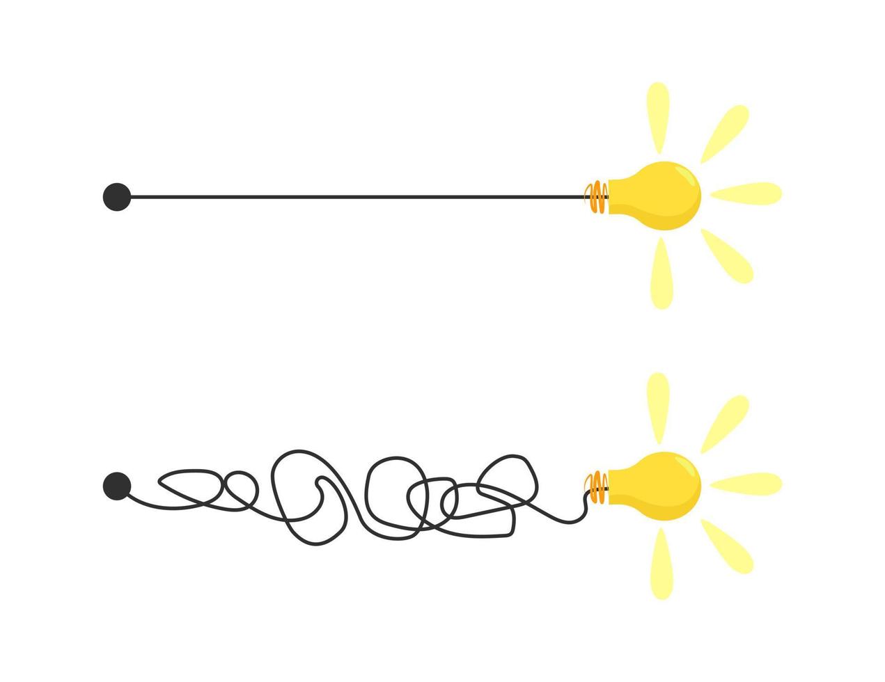 ideia de conceito, sinal criativo de lâmpada, inovação. mantenha o conceito de negócios simples para gerenciamento de projetos, marketing, criatividade. ilustração vetorial isolado. vetor