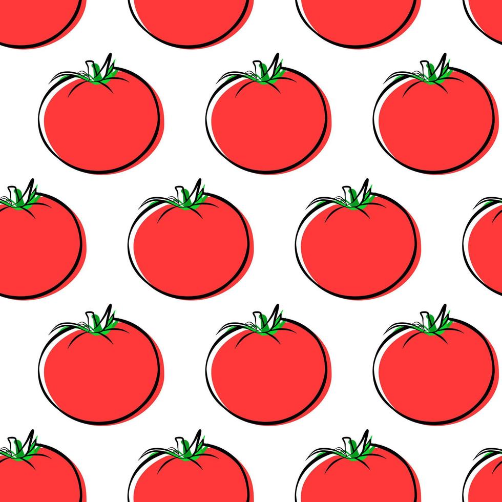 modelo de padrão sem emenda de comida vegetal de tomate, textura de papel de parede isolado vermelho, papel de embrulho de pacote. vetor