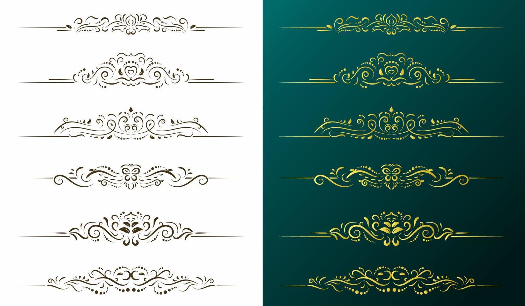 elementos de design caligráfico, divisores de página com ornamento tailandês, página de ornamento divisor vintage, conjunto clássico de borda floral, ilustração vetorial ornamentado. vetor