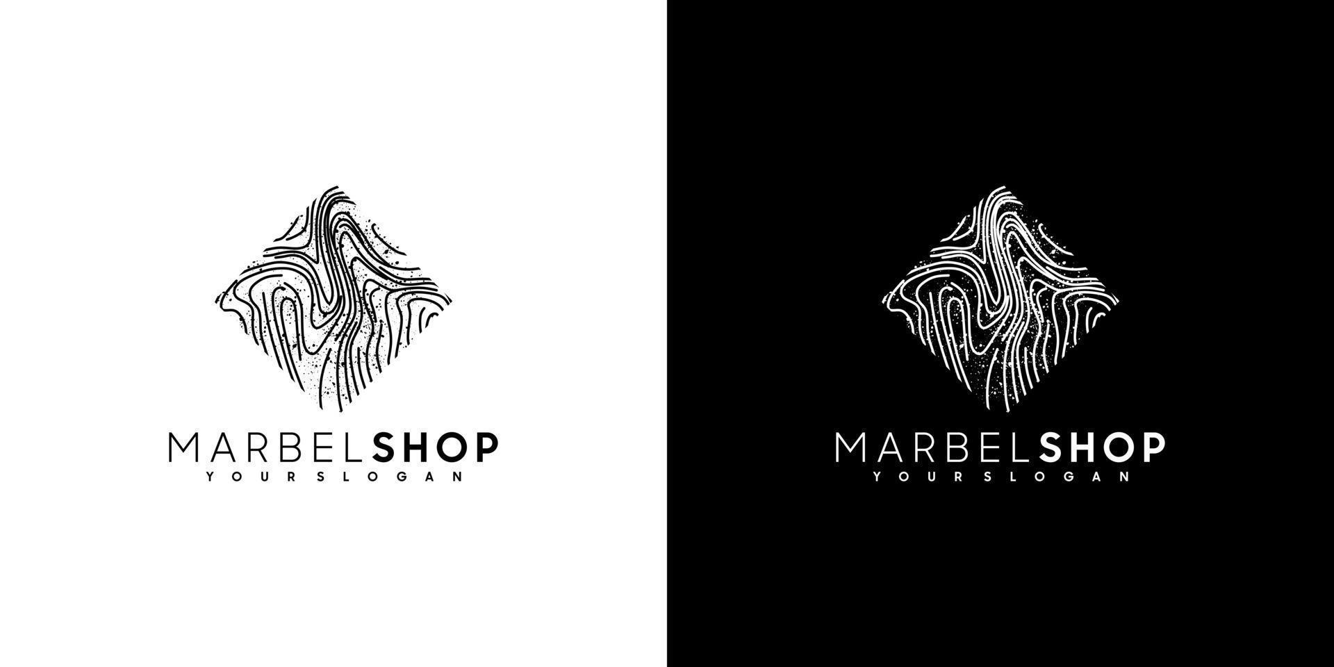 loja de mármore, inspiração de logotipo com arte de linha para loja e negócios vetor