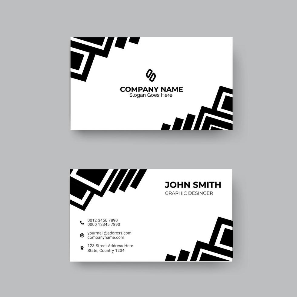 modelo de design de cartão de visita corporativo preto e branco mínimo vetor