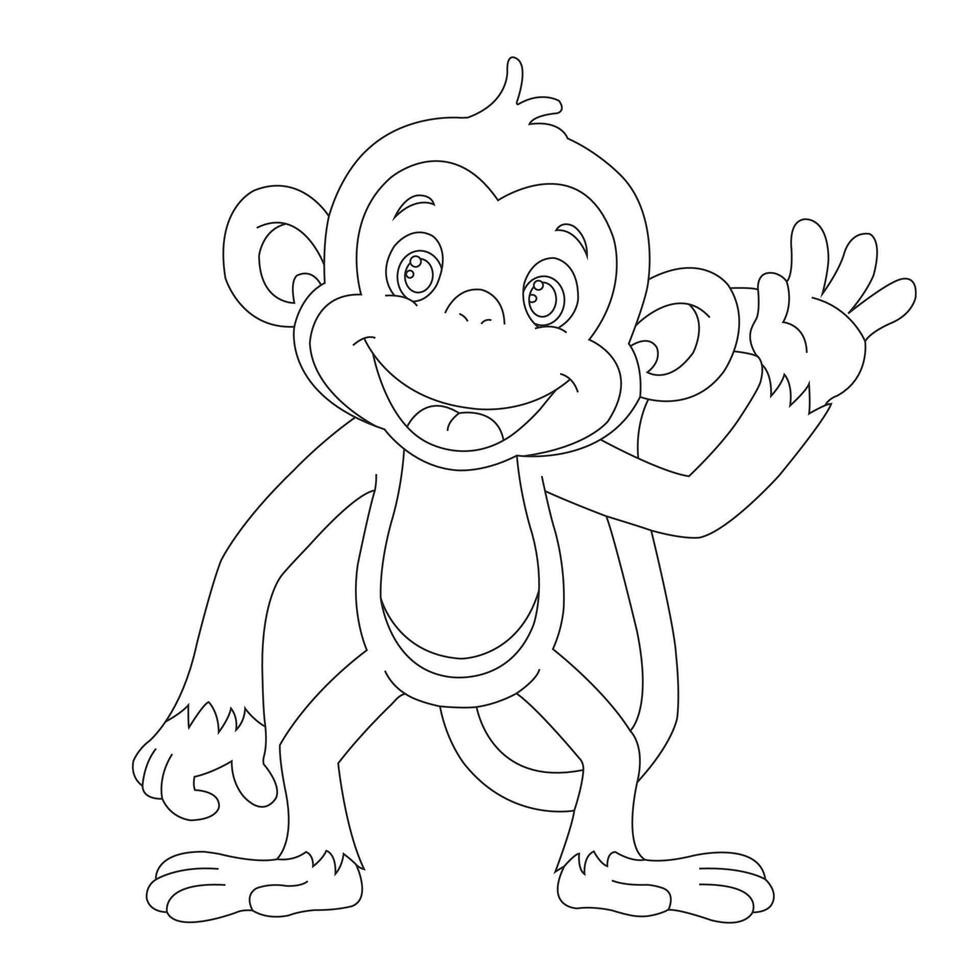 Ilustração de página para colorir de macaco