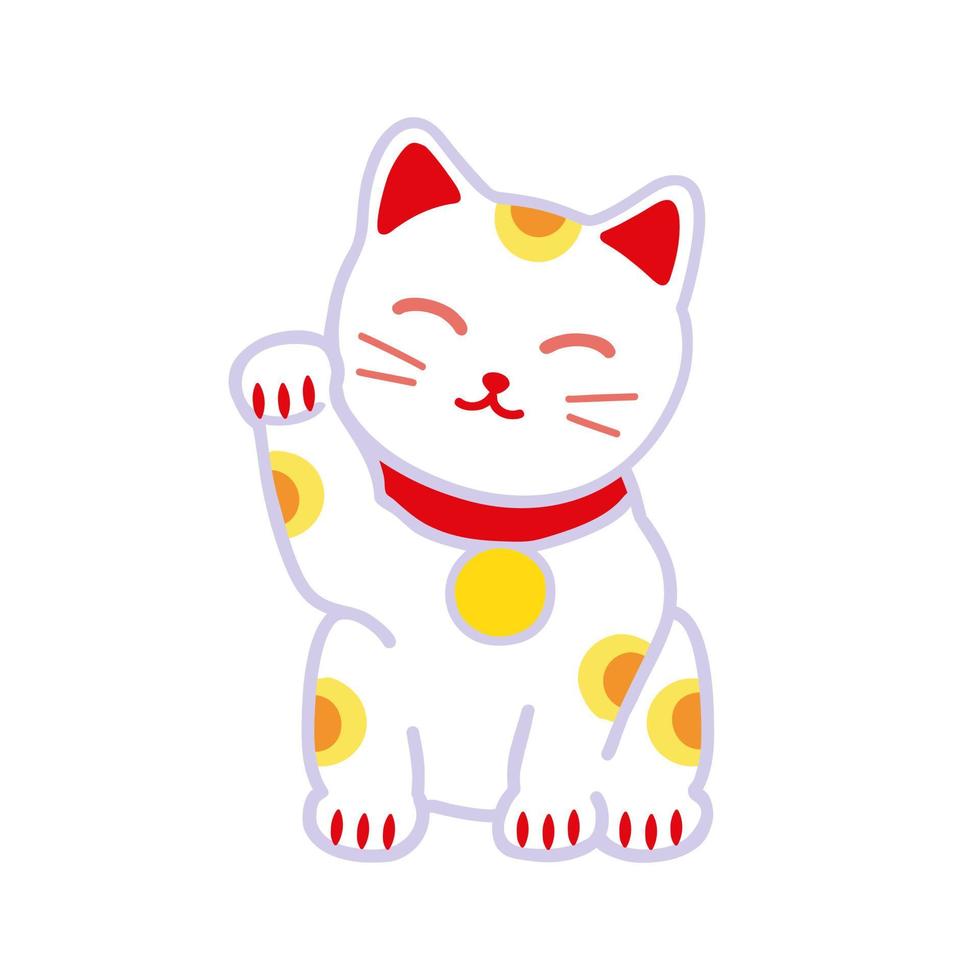 maneki neko gato japonês. símbolo de boa sorte, fortuna e prosperidade. ilustração vetorial de estilo doodle vetor