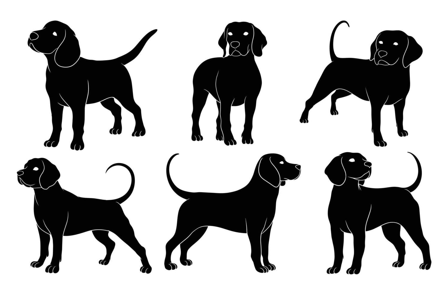 silhueta desenhada de mão de cachorro beagle vetor