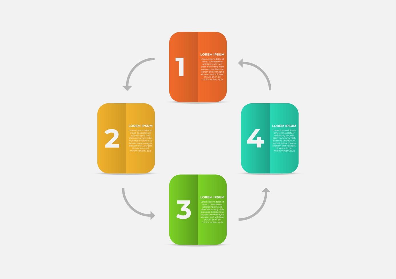 estilo de papel de livro colorido do modelo infográfico com 4 etapas. modelo de negócios de vetor para apresentação. conceito criativo para infográfico. adequado para fluxo de trabalho, relatório anual, gráfico, layouts