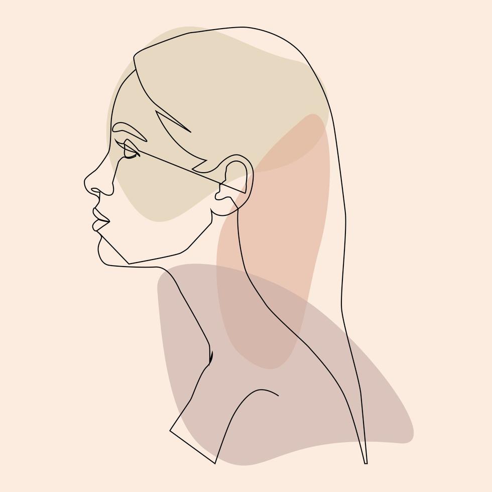 em um estilo de moda minimalista com um retrato de um rosto feminino. vetor