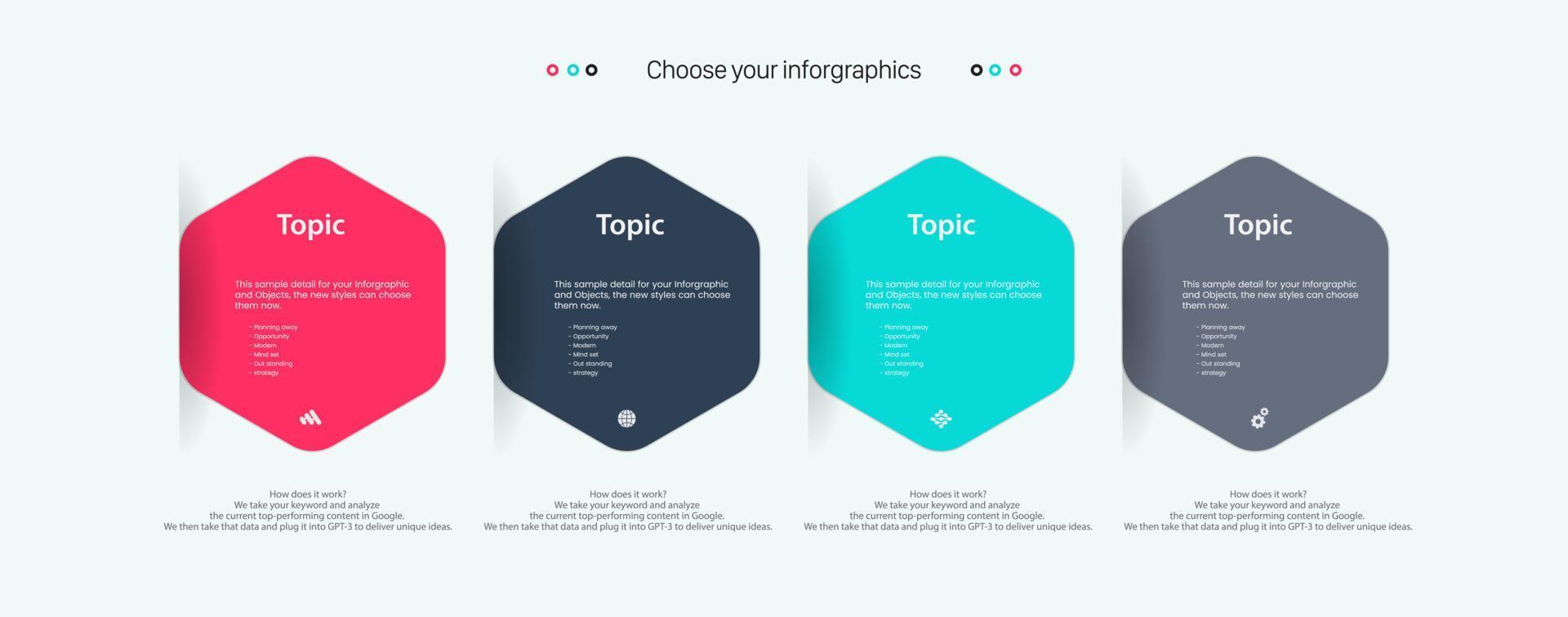 design de rótulo infográfico vetorial com quatro ícones e opções vetor