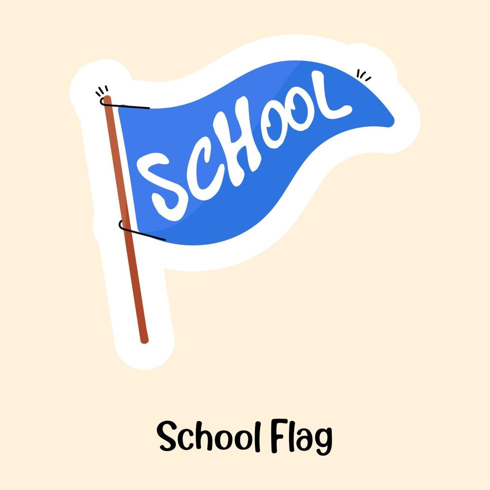 pegue o adesivo plano da bandeira da escola vetor