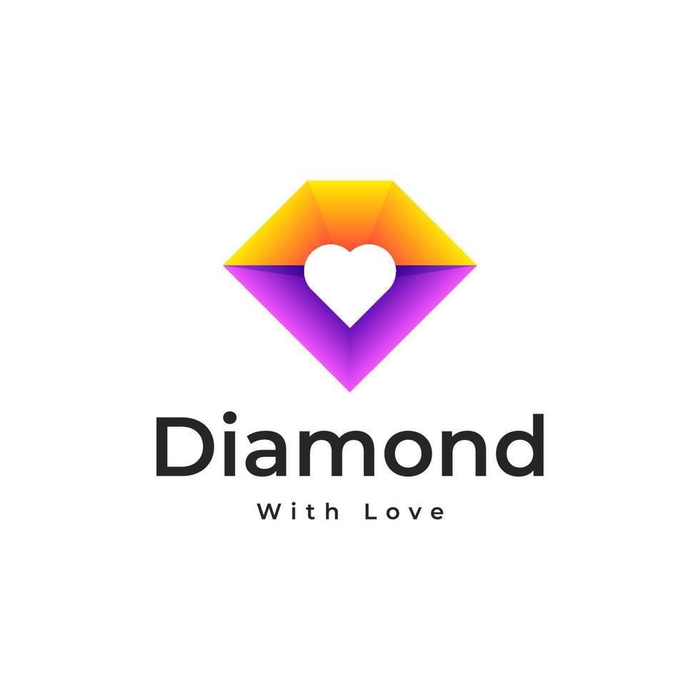 diamante amor jóias gradiente logotipo colorido vector design.