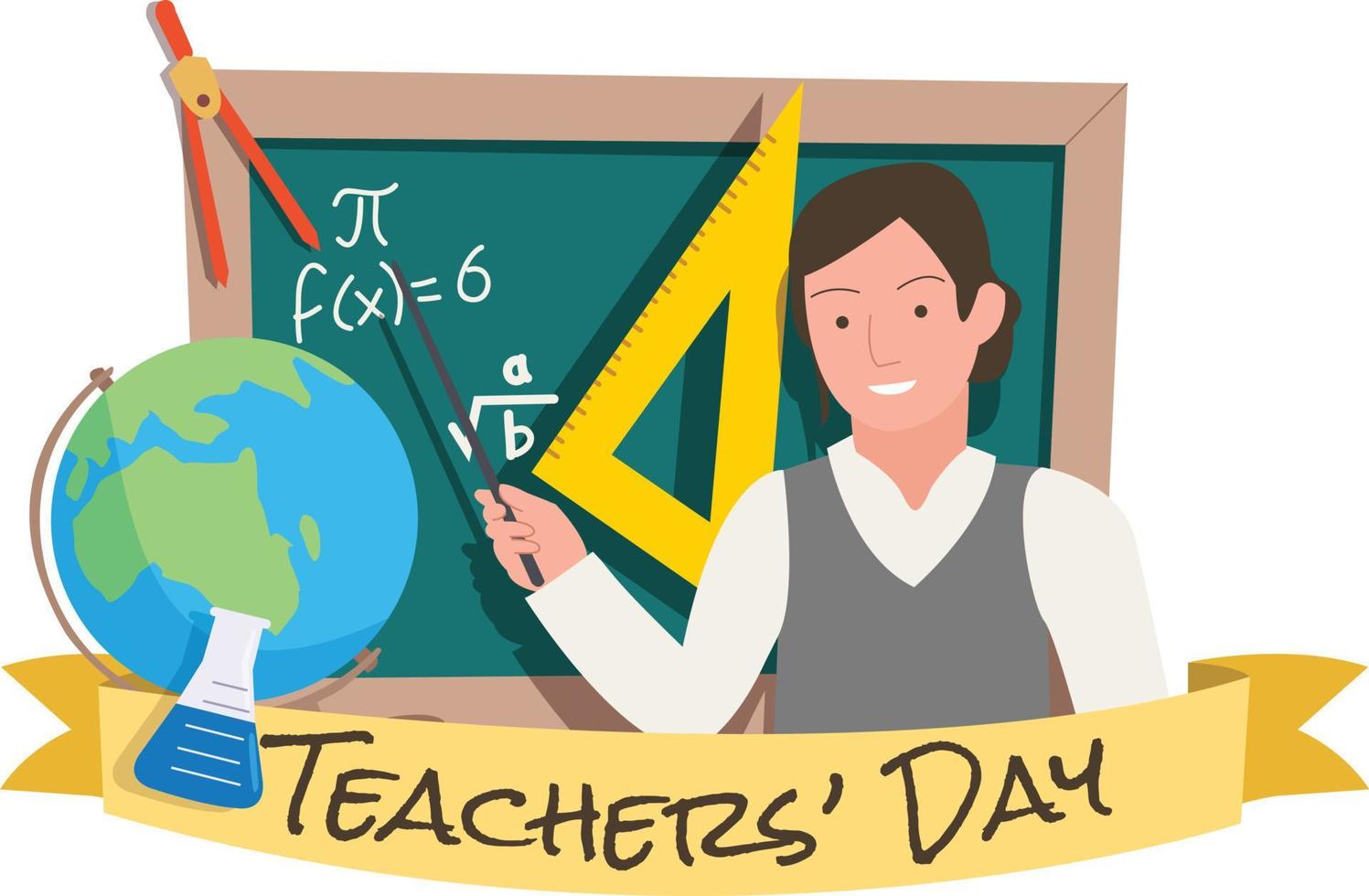 um professor está ensinando no quadro-negro no dia mundial dos professores vetor