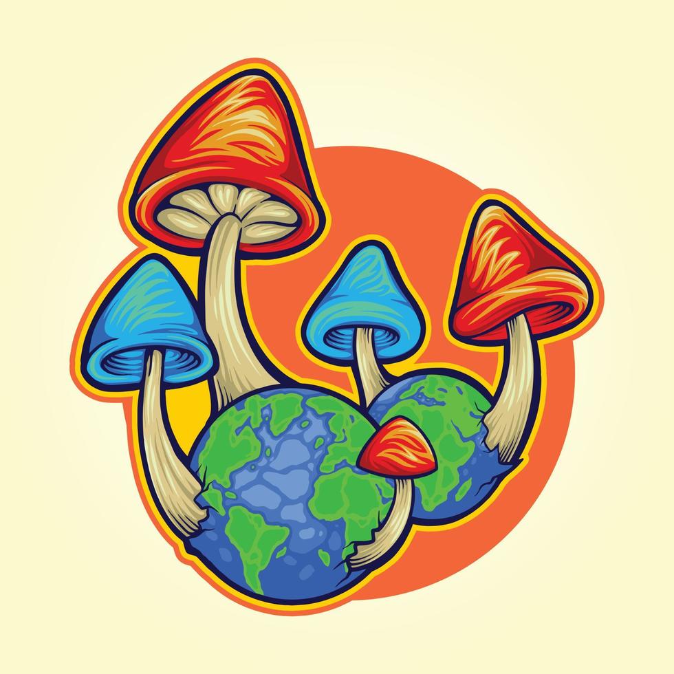 comemore as ilustrações vetoriais do dia mundial dos fungos para o seu logotipo de trabalho, camiseta de mercadoria mascote, adesivos e designs de etiquetas, pôster, cartões de saudação, empresa ou marcas de publicidade. vetor