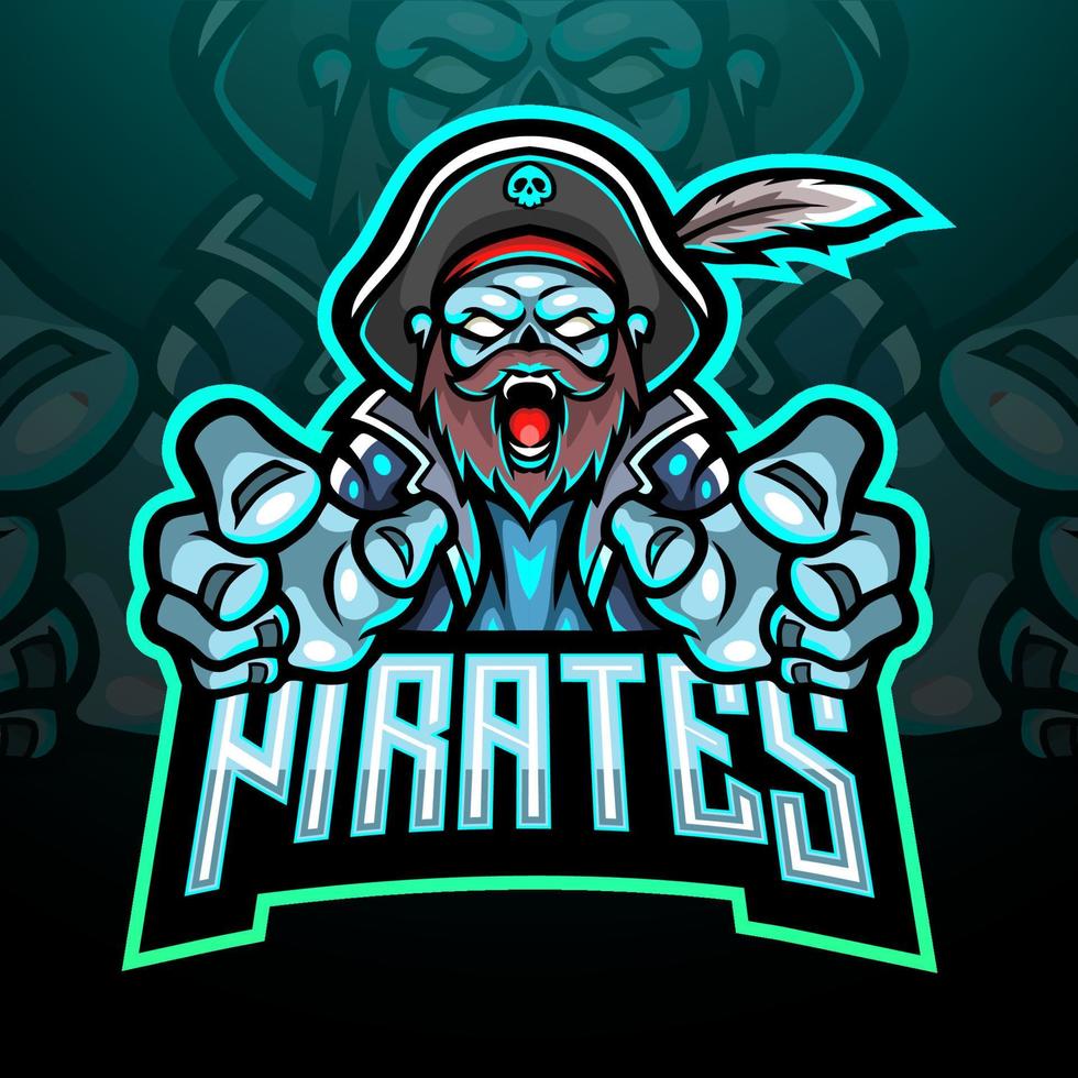 design de mascote de logotipo de esport de piratas vetor