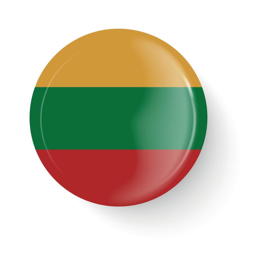 bandeira redonda da Lituânia. botão de pino. ícone de broche de pino, adesivo. vetor