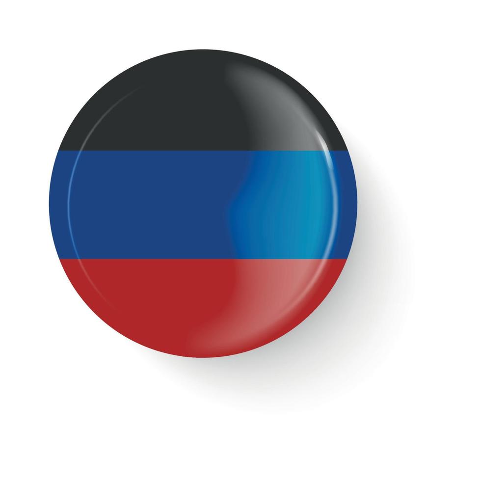 bandeira redonda da república popular de donetsk. botão de pino. ícone de broche de pino, adesivo. vetor