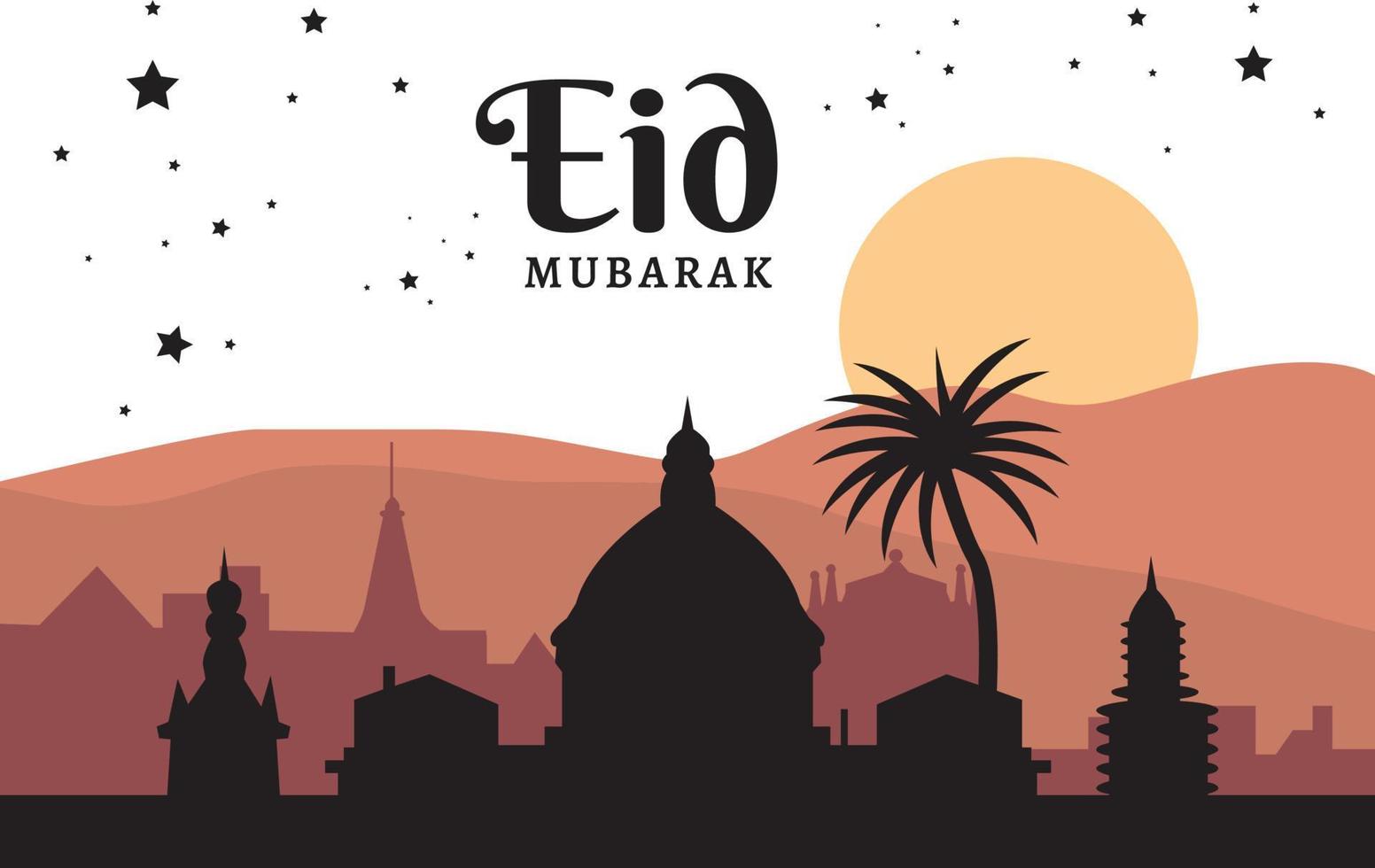 banner de ilustração vetorial eid mubarak e postagem de mídia social vetor