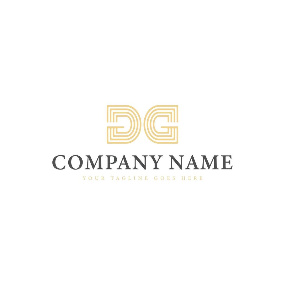 letra inicial abstrata dg ou gd em luxuosa cor dourada listrada aplicada para inspiração de design de logotipo de beleza e moda vetor
