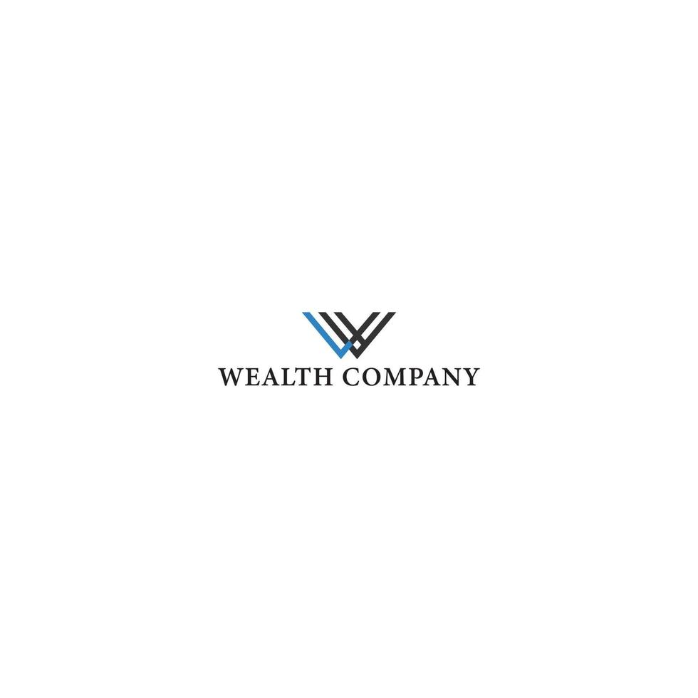 Os designs de logotipos de consultores financeiros e planejadores financeiros inspirados nas letras abstratas l e w em forma de formas abstratas de triângulo azul e preto também são adequados para marcas com o nome inicial wl vetor