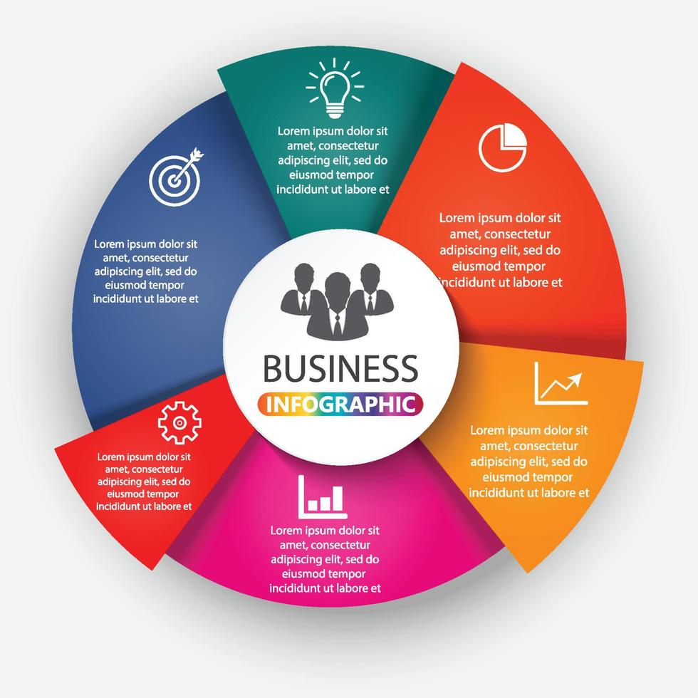 infográfico vetorial. modelo para diagrama, gráfico, apresentação e gráfico. conceito de negócio com 6 opções, peças, etapas ou processos. vetor