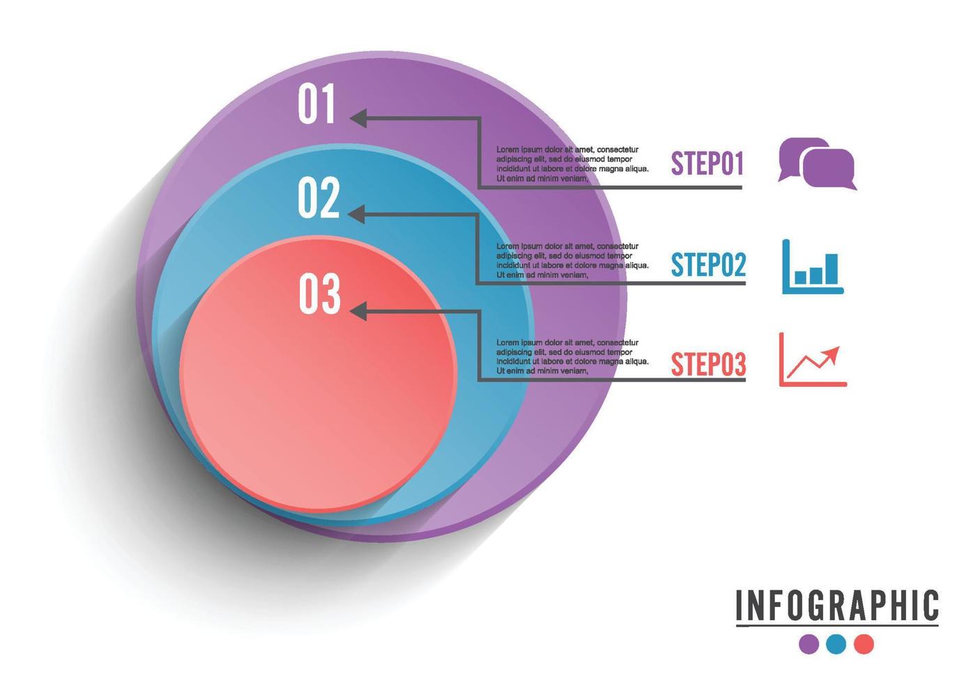 modelo de infográfico de círculo três opção, processo ou etapa para apresentação de negócios vetor