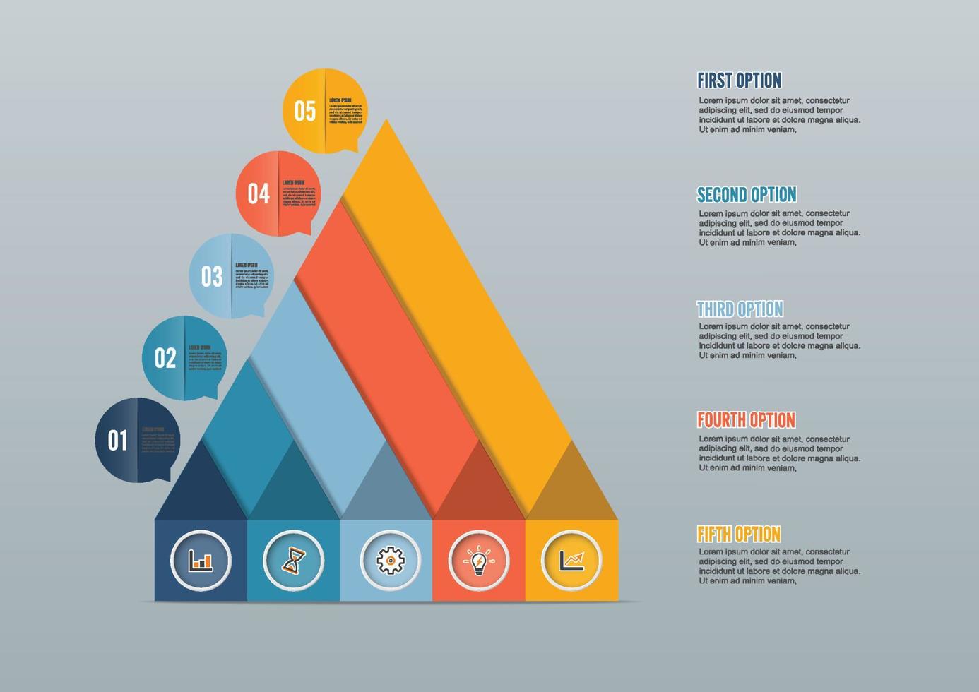 opção de infográficos de 5 etapas de crescimento de negócios. modelo para layout de apresentação e fluxo de trabalho. abstrato. vetor