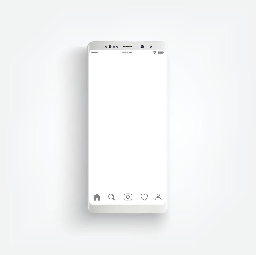 smartphone branco realista moderno. smartphone com estilo lateral de ponta, ilustração em vetor 3d do telefone celular.