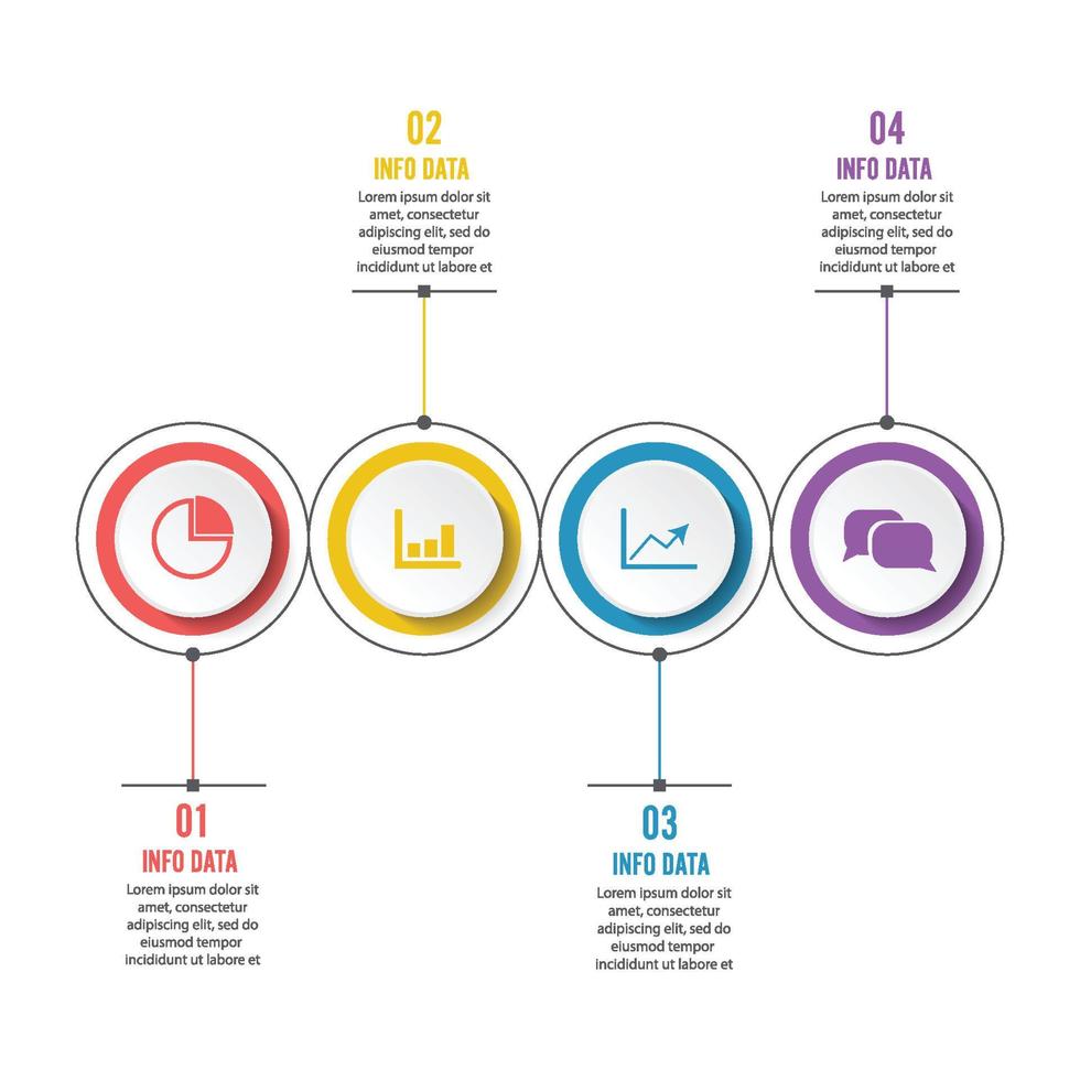 modelo de infográfico de círculo quatro opção, processo ou etapa para apresentação de negócios vetor