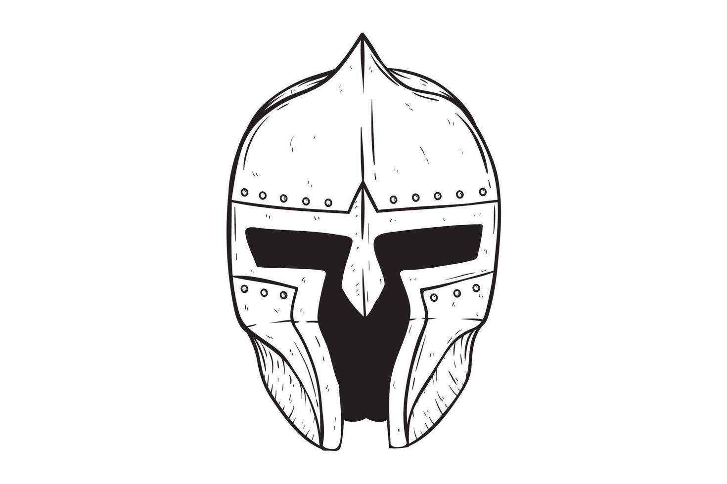 capacete de gladiador desenhado à mão em fundo branco vetor