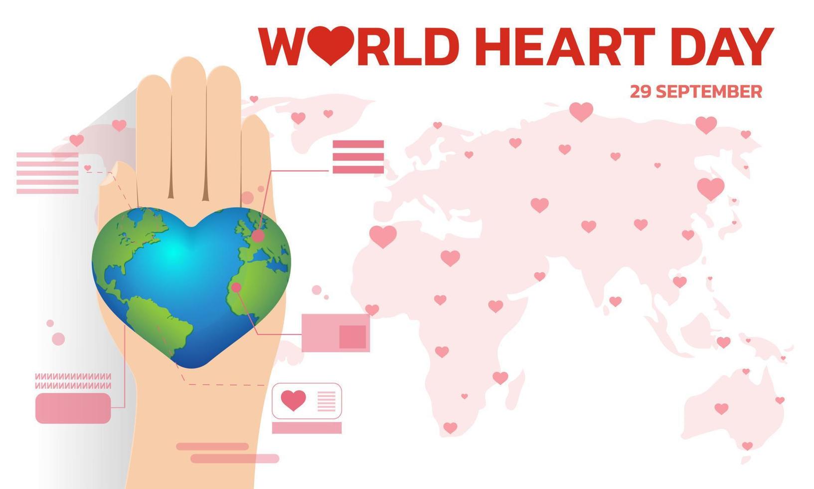 ilustração vetorial, pôster ou banner para o dia mundial do coração. vetor